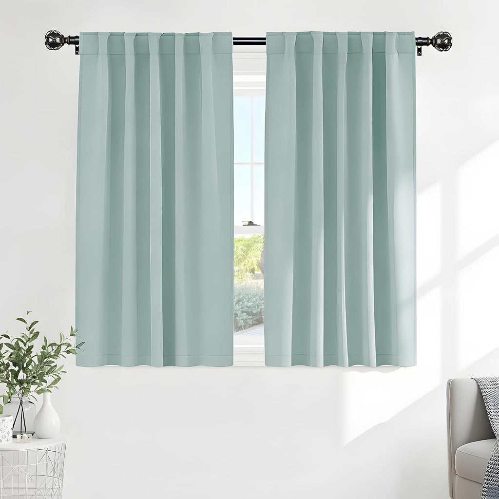 Ponydance PONY DANCE Short Curtain Panels - Kitchen Curtains Room Darkening Light Blocking Energy Saving Short Drapes/Bedroom with Back Tab…