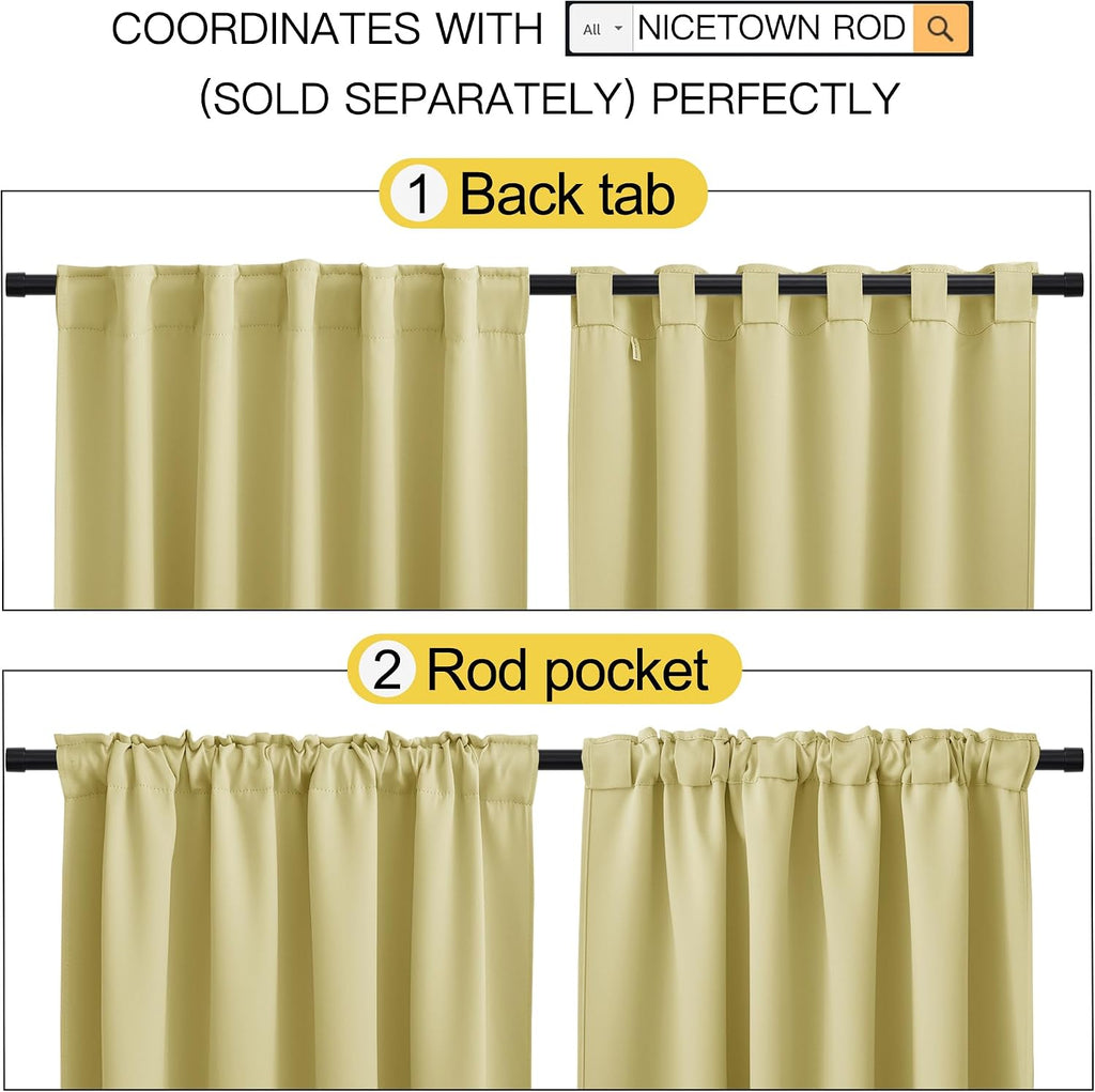 NICETOWN RV Curtains for Camper Windows - (Paler Yellow Color) 34x54 Inch, 2 Panels Set, Thermal Insulated Room Darkening Blackout…