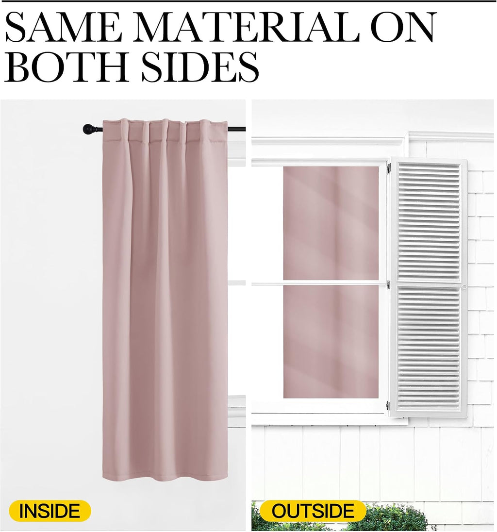 NICETOWN Window Treatment Blackout Curtains and Draperies - (Blush Pink Color) 42x40 inch, 2 Panels, Room Darkening Blackout Panel Drapes…