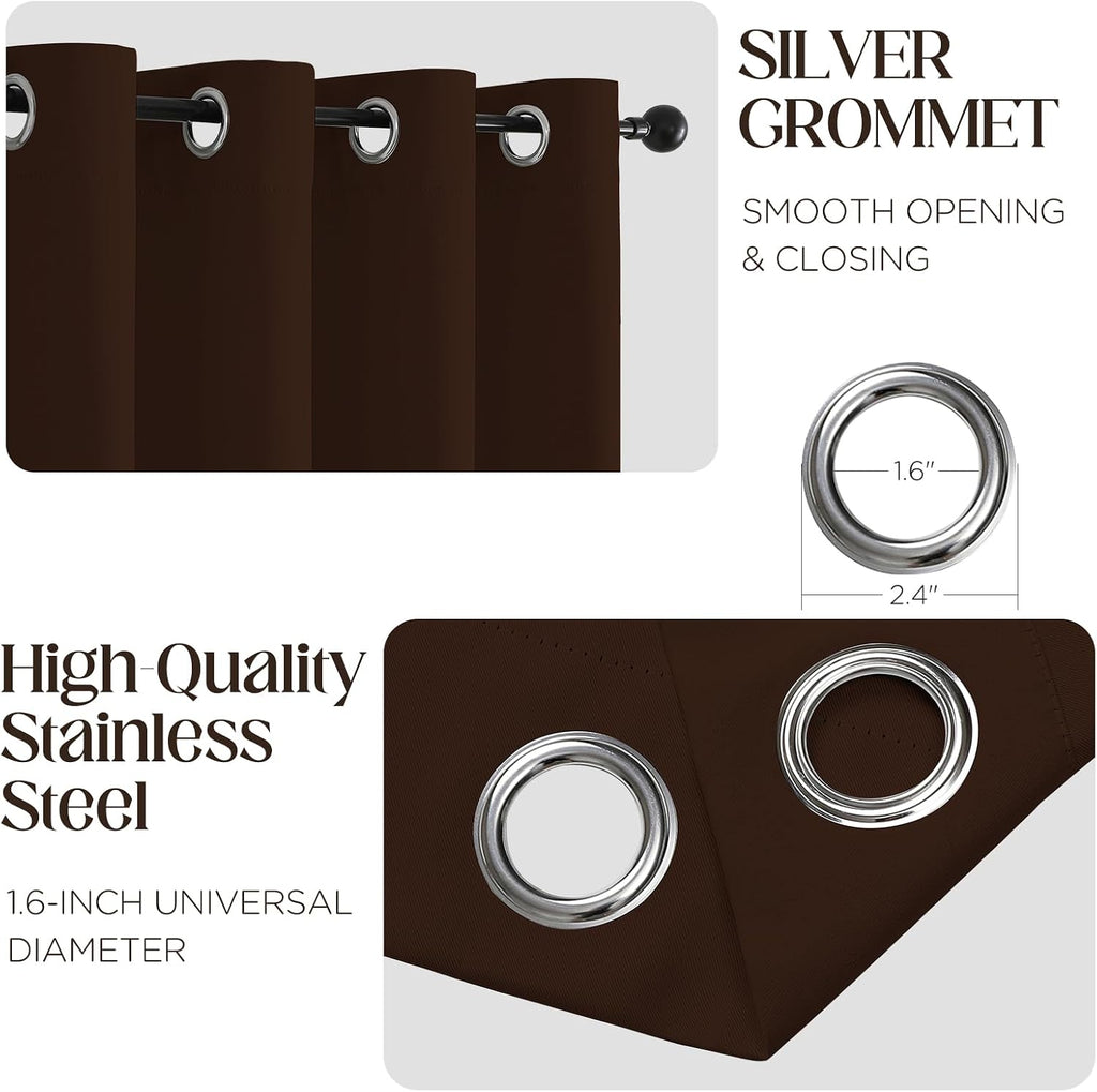 CUCRAF Custom Chocolate Blackout Curtains 1 Panel Set, Thermal Insulated Grommet Room Darkening Curtain for Living Room Bedroom, Light…