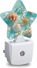 Ocean Beach Starfish Seashells Star Night Light Plug in, Soft Glow Night Light for Kids Bedroom Nursery, Gentle Warm Light for Sleep…