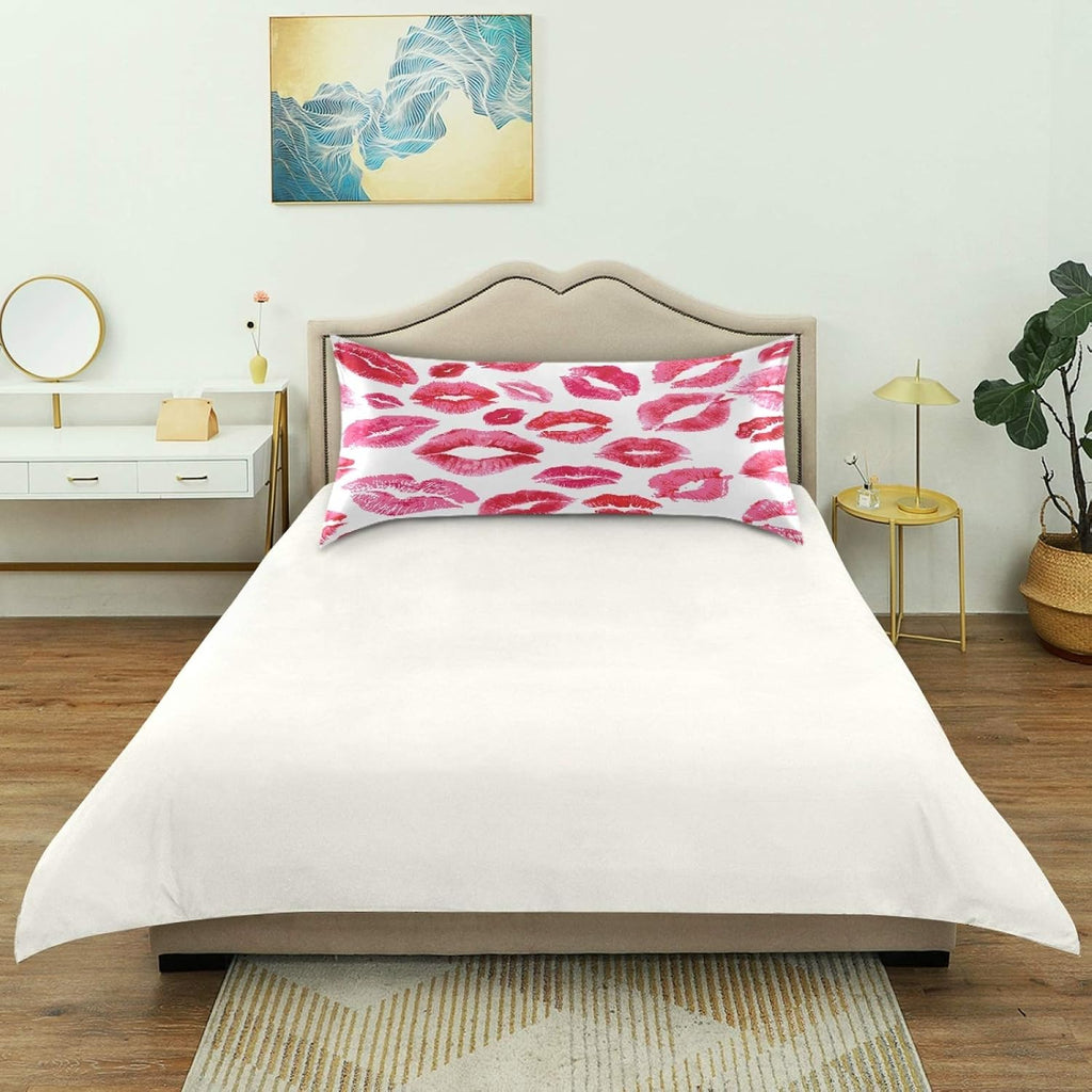 Blueangle Sexy Red Lips Satin Pillowcase for Hair and Skin Silk Pillowcase, King Size(20x40 inches) - Satin Pillow Covers with Envelope…