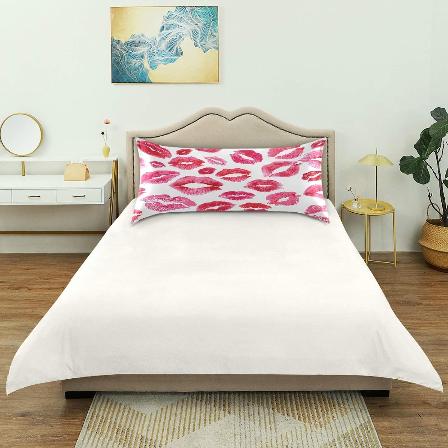 Blueangle Sexy Red Lips Satin Pillowcase for Hair and Skin Silk Pillowcase, Standard Size(20x26 inches) - Satin Pillow Covers with…