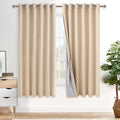 Xwzo 100% Blackout Curtains 2 Panels Set - Thermal Insulated Black Liner Curtains, Noise Reducing and Heat Blocking Drapes for Bedroom and…