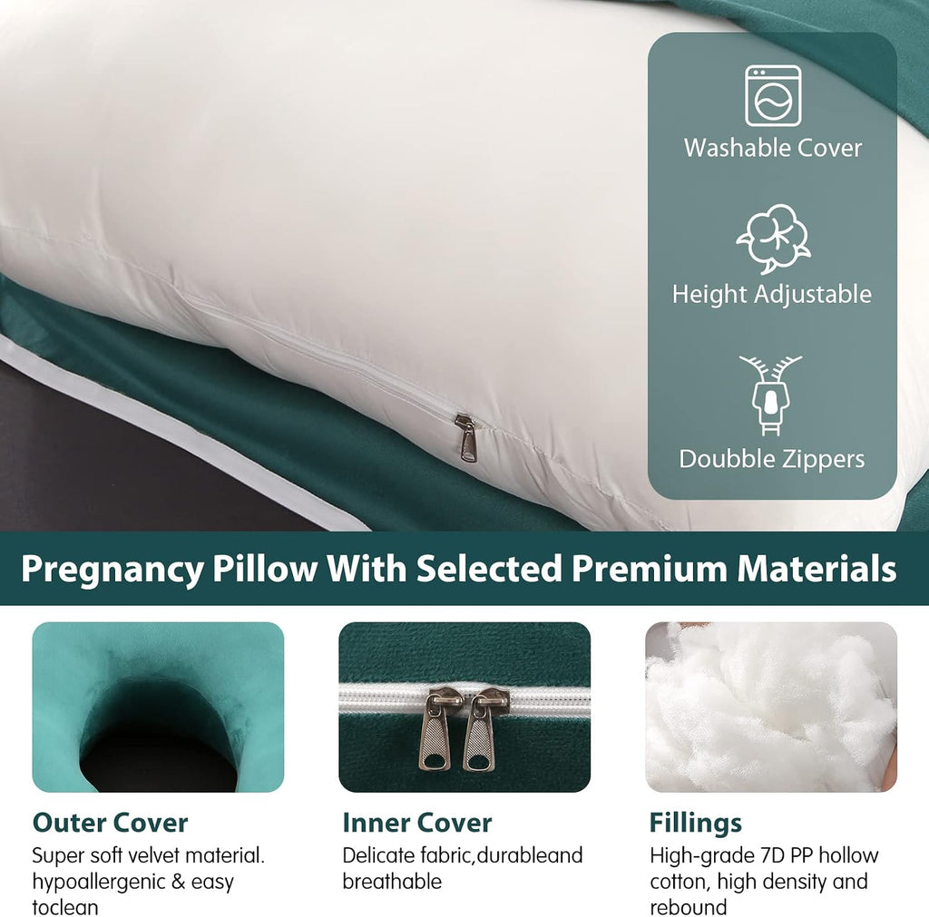 U-Shaped Full Body Pregnancy Pillow for Sleeping – 57" Maternity Pillow with Removable Cover, Support for Back, Legs, Belly & Hips…
