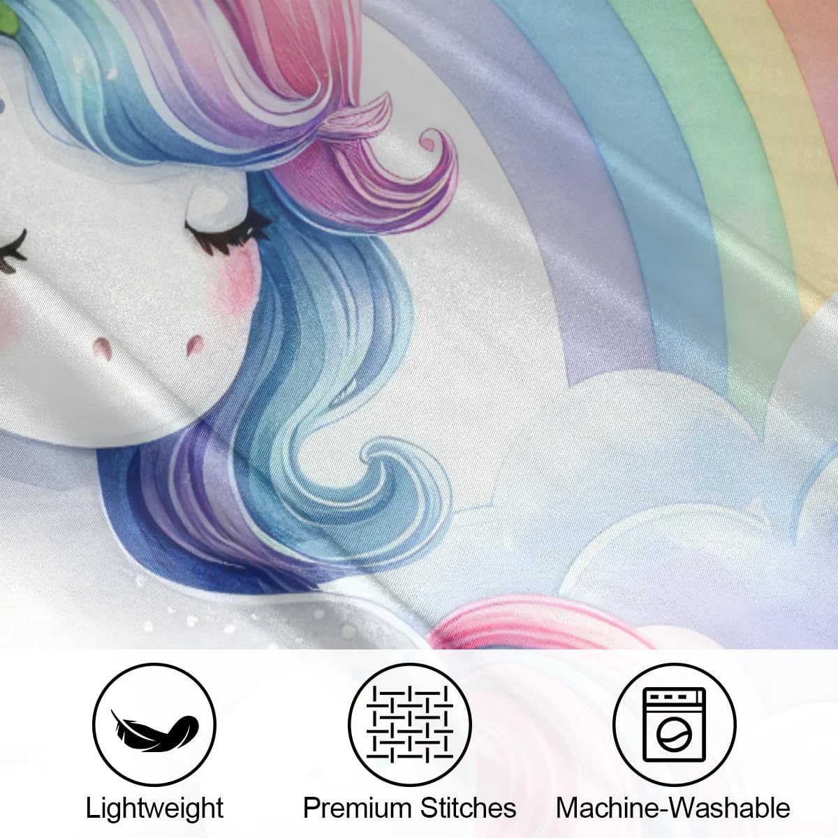Unicorn Rainbow Cloud Satin Silk Pillowcase for Hair and Skin Pillow Cases Queen Size Soft Silk Pillow Case with Envelope Closure Print…