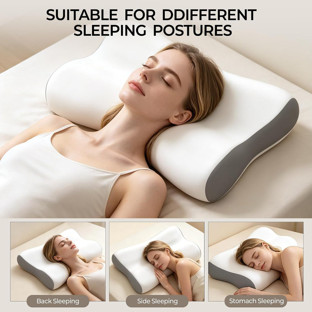 Polovo Cervical Neck Pillow - Ergonomic Side Sleeper Pillow for Neck, Contour Memory Foam Pillows for Deep Sleep, Orthopedic Cooling Pillo…