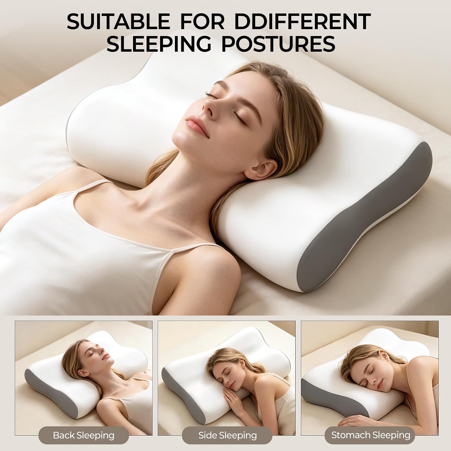 Polovo Cervical Neck Pillow - Ergonomic Side Sleeper Pillow for Neck, Contour Memory Foam Pillows for Deep Sleep, Orthopedic Cooling Pillo…