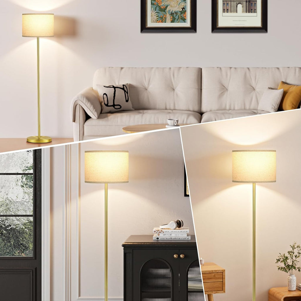Ambimall 60'' Modern Floor Lamp with Shade, Tall Lamps for Living Room, Bedroom, Office, Dining Room, Gold Standing Lamp with Marble Base(W…