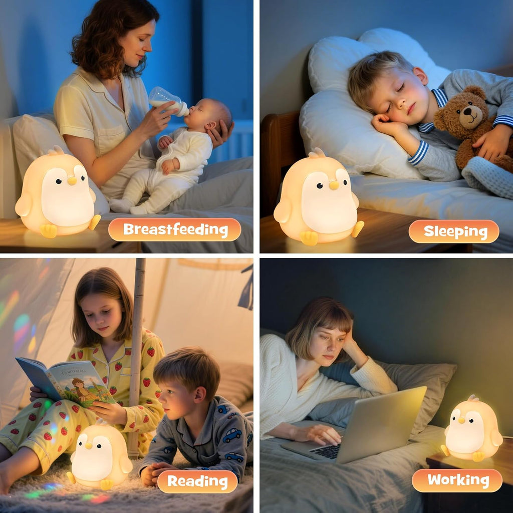 Squishy Penguin Night Light with RGB Mode Cute Chubby Penguin Light 3 Brightness Adjustable Nursery Breastfeeding Nightlight Rechargeable…