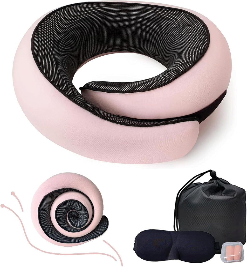Neck Pillow for Traveling, Travel Neck Pillow for Airplanes, 100% Pure Memory Foam, 360° Support Stowable Pillows for Sleeping…