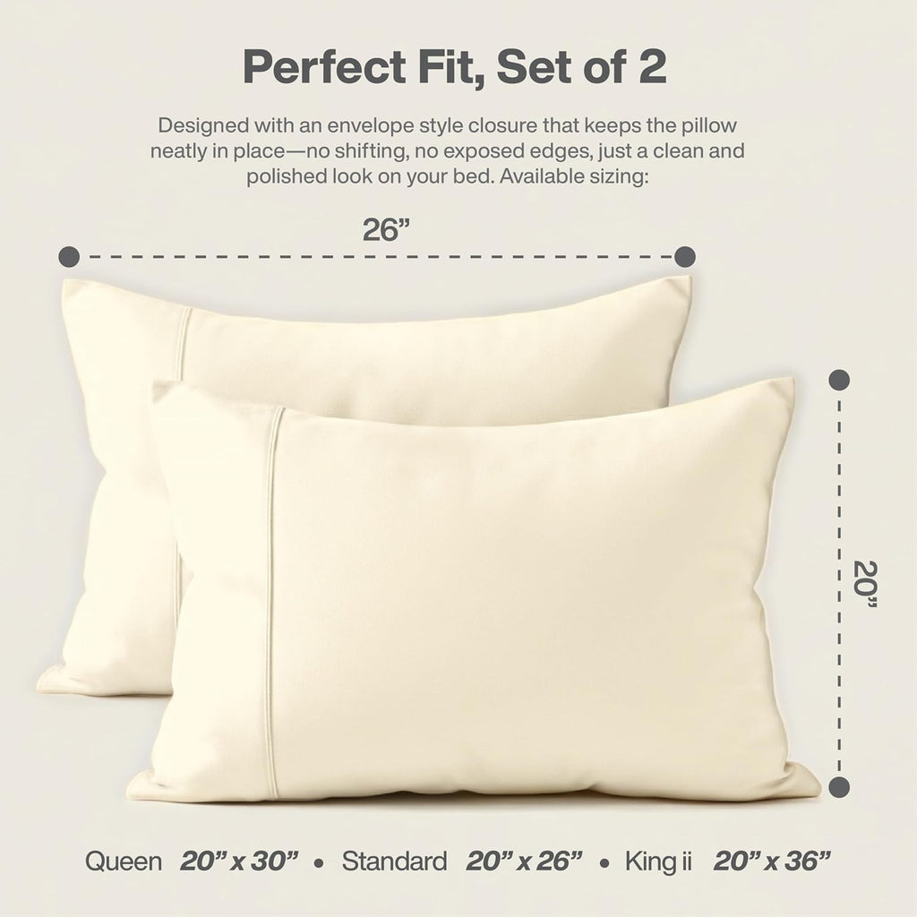 Queensbay Standard Pillow Cases Set of 2, Microfiber Cooling Pillowcases, Soft Breathable Envelope Closure Pillow Covers, Wrinkle Free Easy…