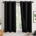 Miulee Black 100% Blackout Curtains for Bedroom 63 Inch Long, 2 Thick Layers Thermal Insulated Full Blackout Window Curtains with Black Lin…