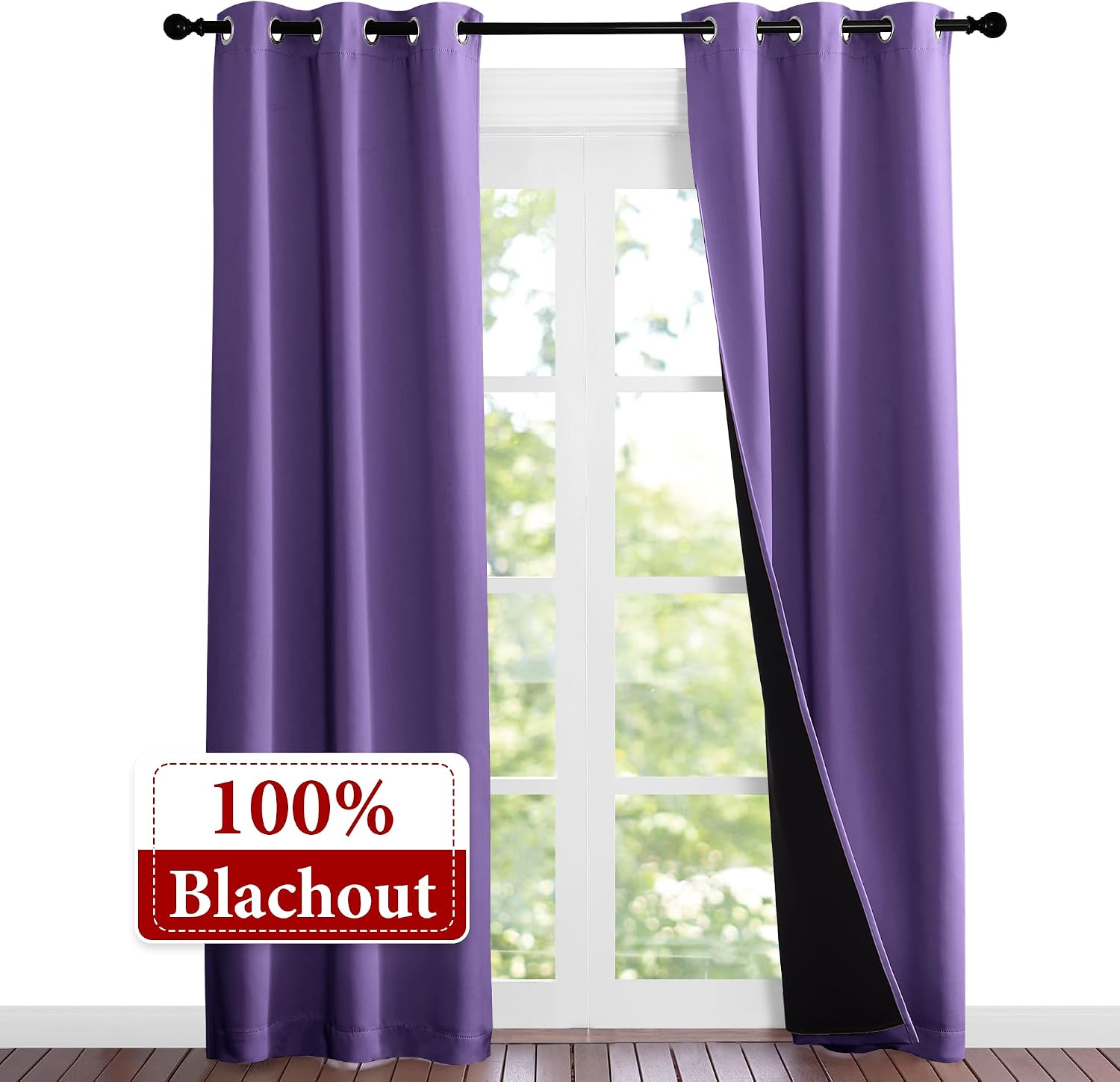 Nicetown Lilac Purple Full Shade Curtain Panels, Pair of Thermal Insulated & Energy Efficiency Blackout Curtains for Living Room Windows, L…