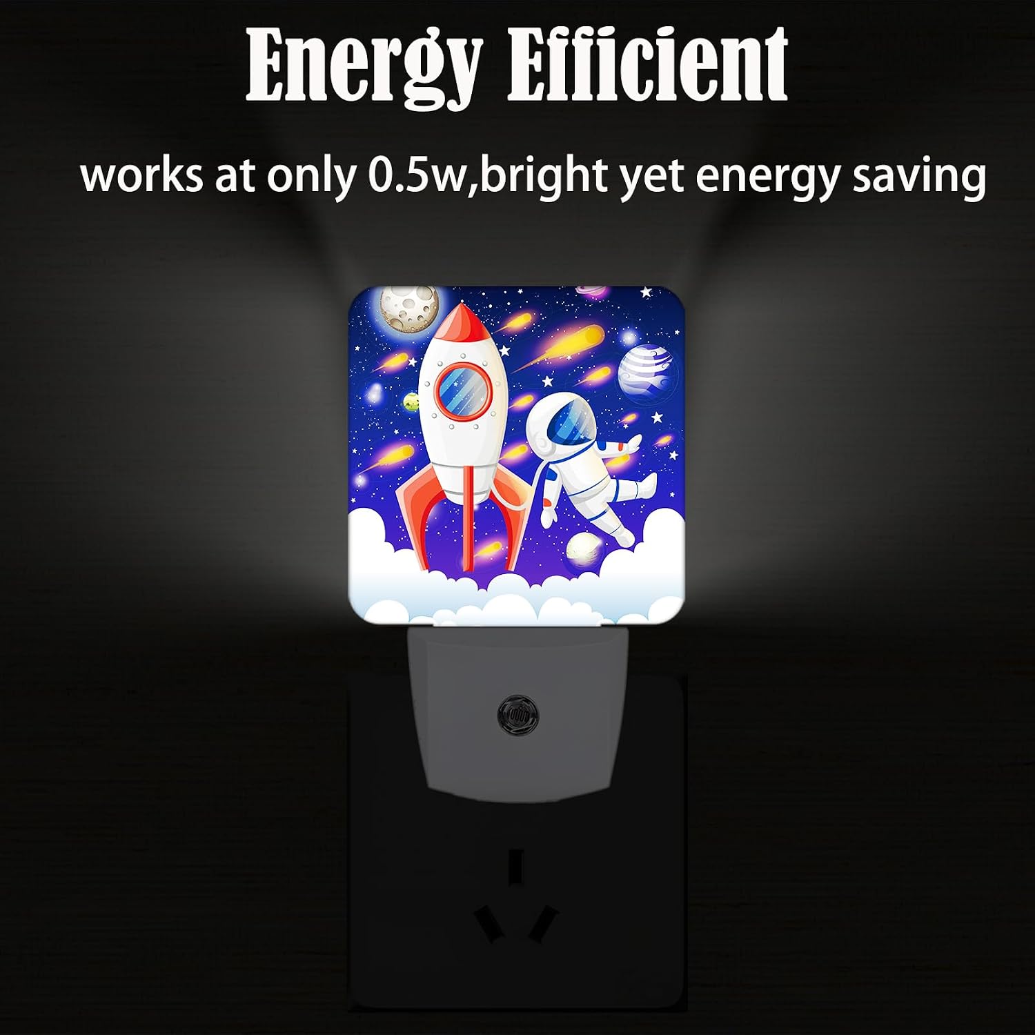 Rocket and Astronaut Night Light, Plug-in Night Lights with Dusk to Dawn Sensor for Stairway, Hallway, Bedroom Sleep Friendly Ideal for…