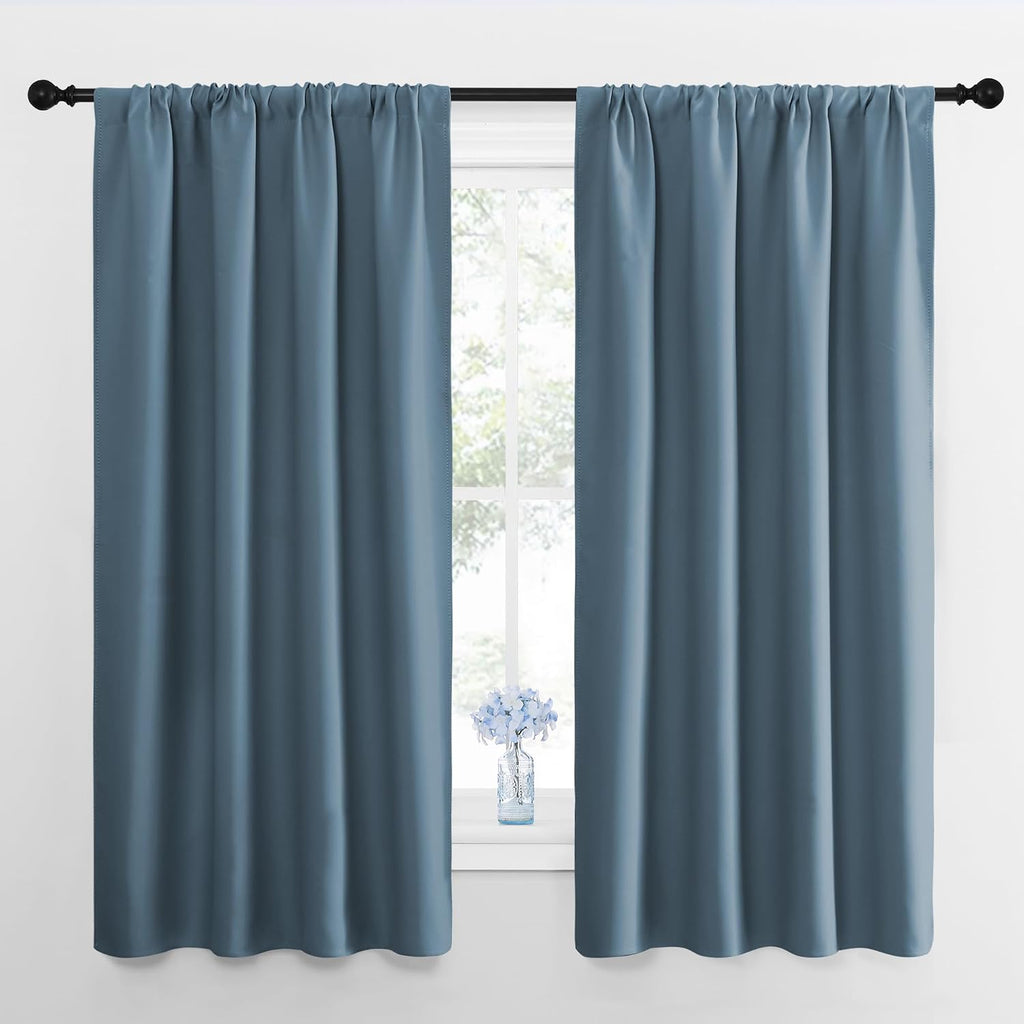 NICETOWN 2 Panels Blackout Curtains, Rod Pocket Thermal Insulated Curtains for Bedroom, Room Darkning Shading Blinds Modern Home…