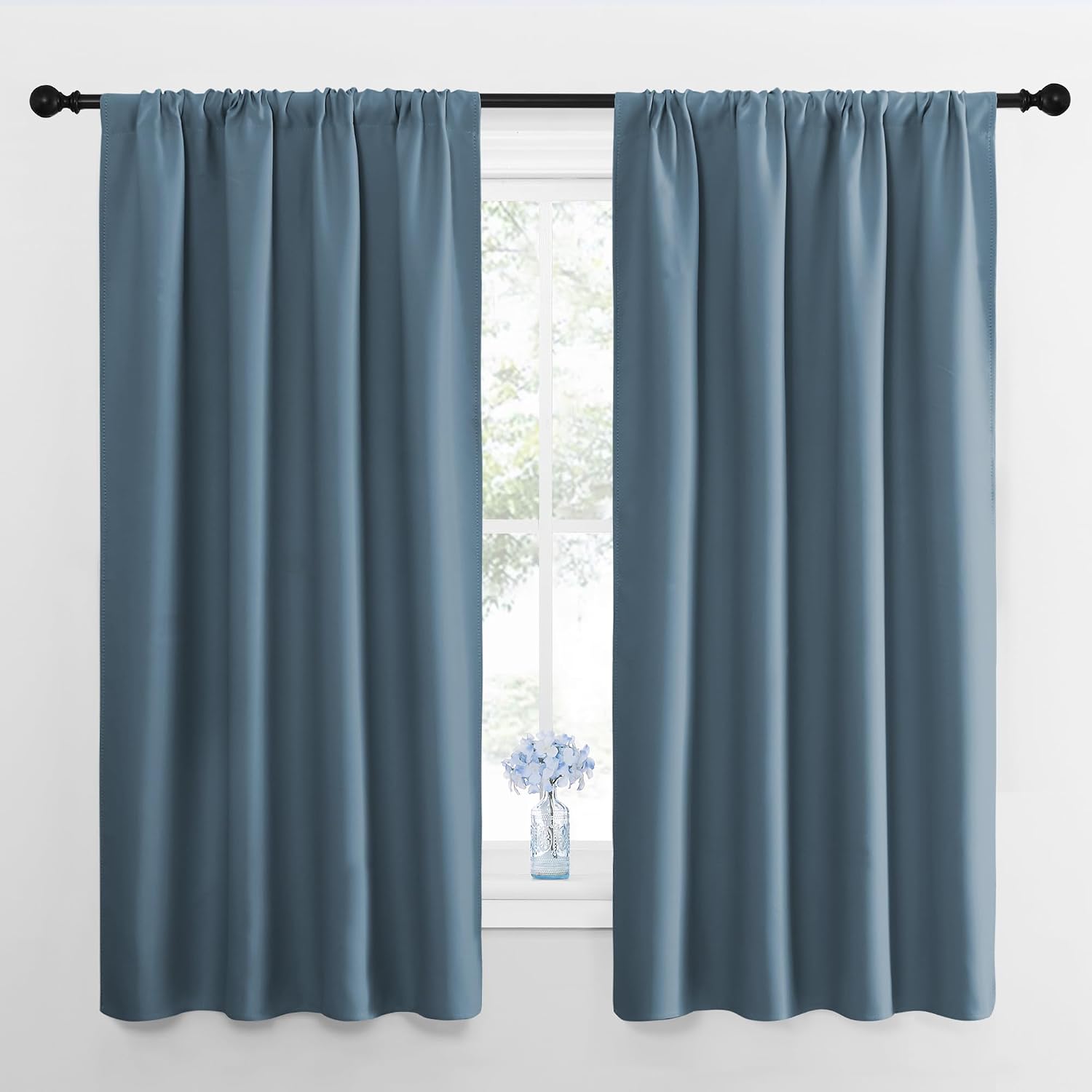 NICETOWN 2 Panels Blackout Curtains, Rod Pocket Thermal Insulated Curtains for Bedroom, Room Darkning Shading Blinds Modern Home…
