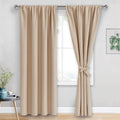 Jiuzhen Blackout Curtains for Bedroom - Thermal Insulated Room Darkening Rod Pocket Curtains for Living Room, Set of 2 Panels with Tiebacks…