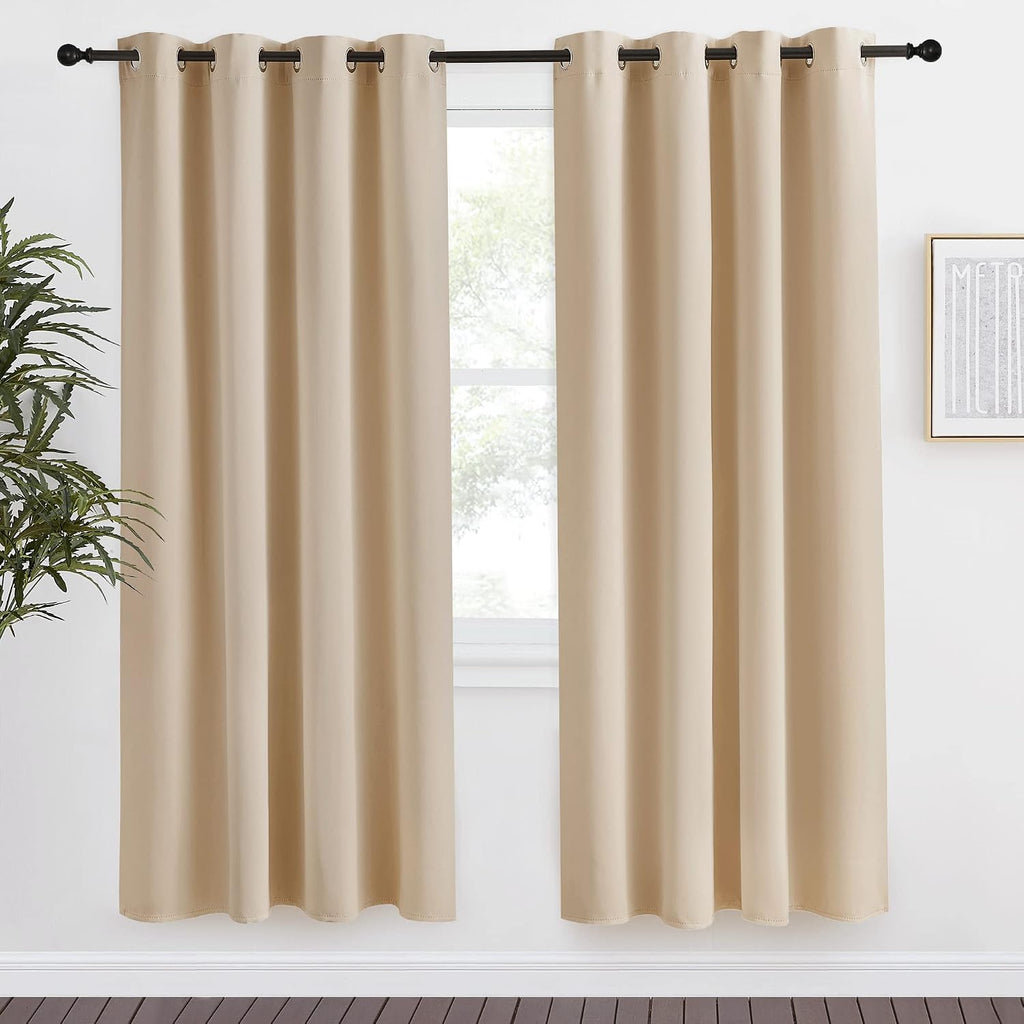 NICETOWN Room Darkening Biscotti Beige Curtain, 55x78 inches, 1 Piece, Modern Design Light Reducing & Privacy Protection Short Window…