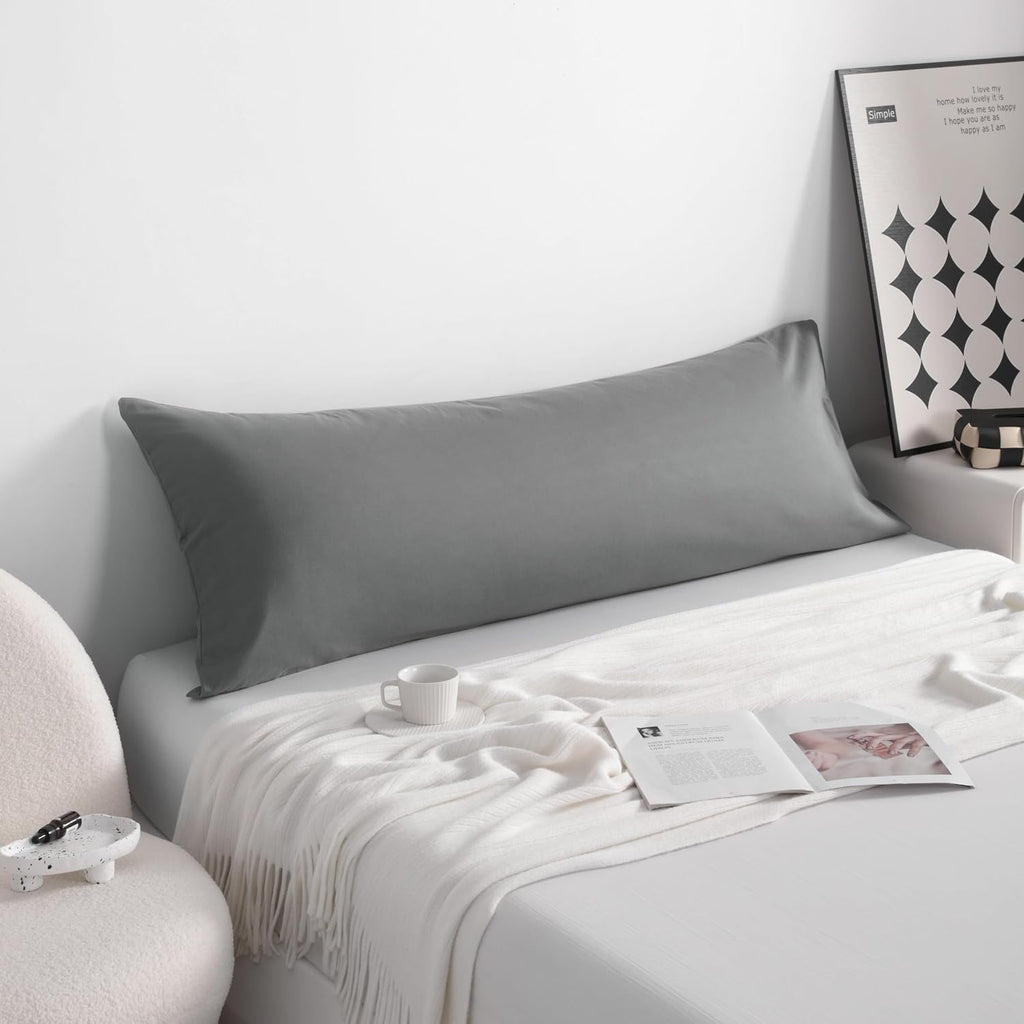 Ntbay Cotton Body Pillowcase - Envelope Closure 20x54 Pillowcase, Breathable and Soft Bed Pillow Case, Grey Cotton Grey