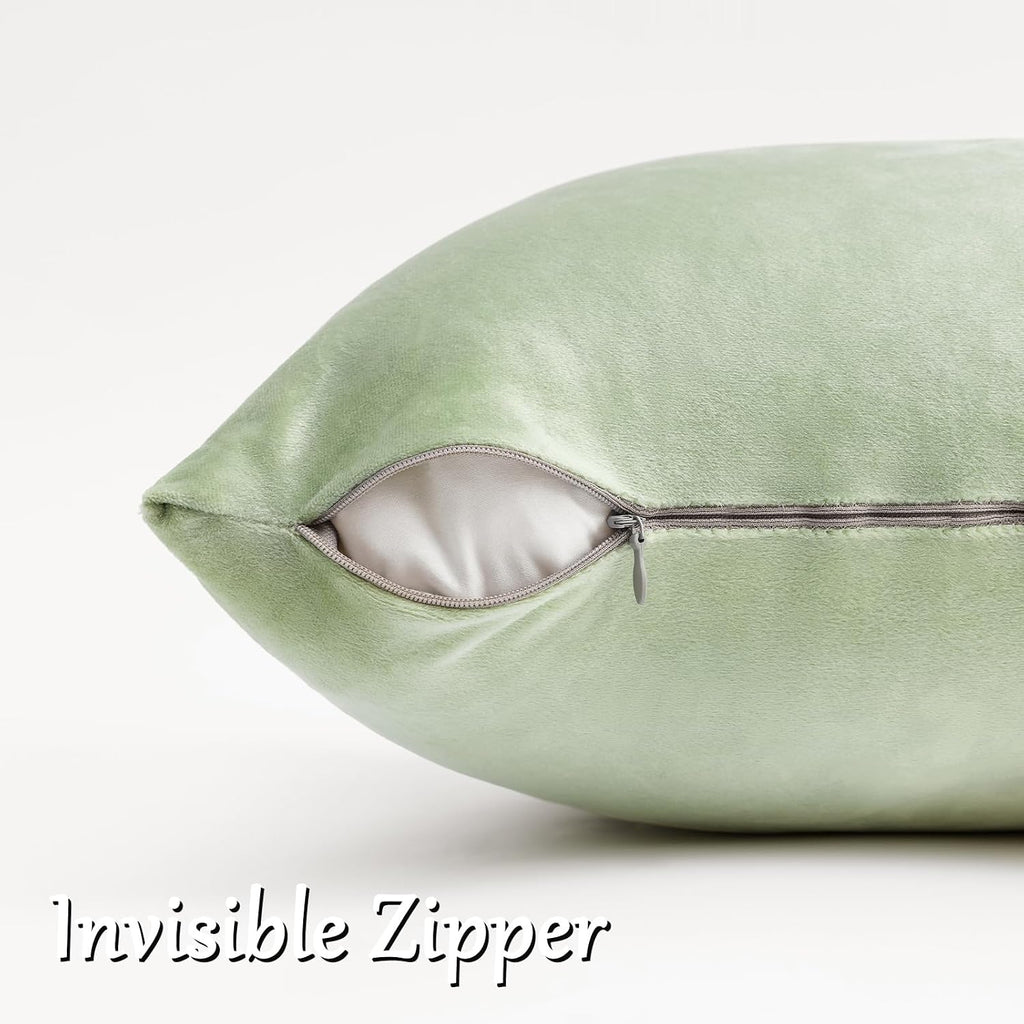 GIGIZAZAFocusingonhomedecoration GIGIZAZA Throw Pillow Covers 22x22 Inch Sage Green Velvet Pillows Decorative Covers Pack of 2 for Sofa Pil…