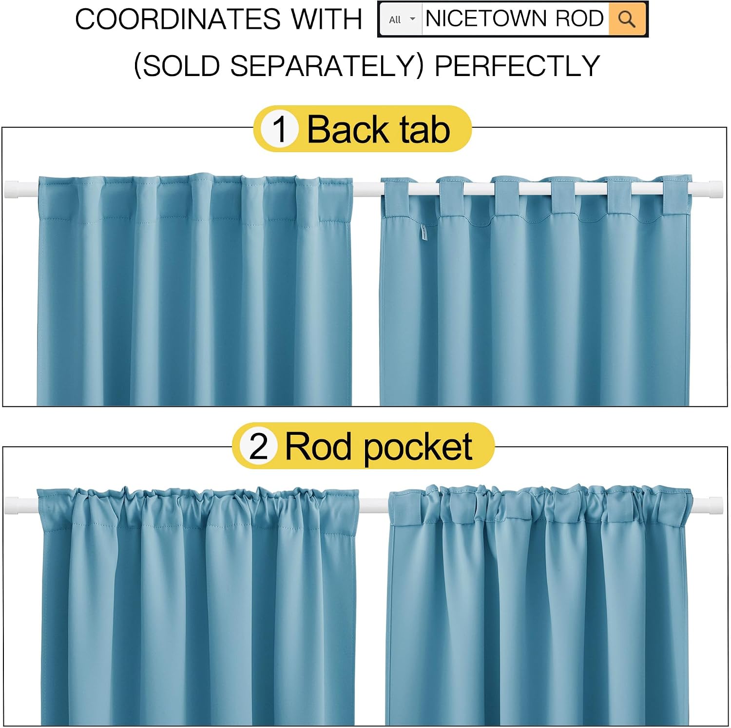 NICETOWN Blackout Window Curtains for Camper - (Teal Blue Color) 42x40 Inch, 2 Panels Set, Thermal Insulated Room Darkening Blackout…