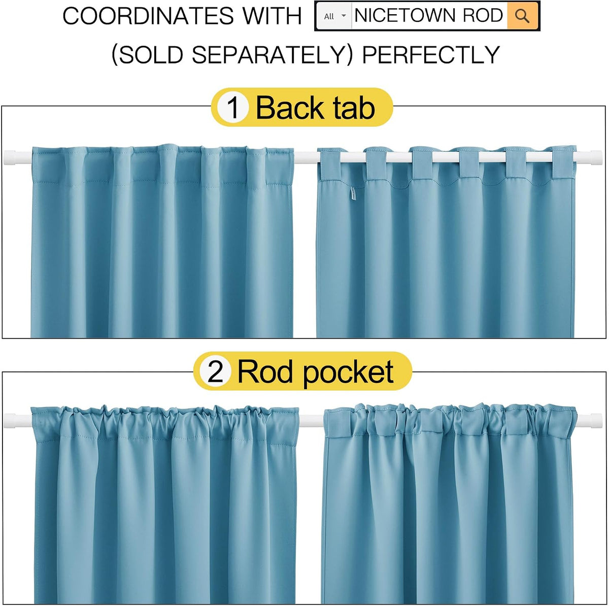 NICETOWN RV Curtains for Camper Windows - (Teal Blue Color) 34x54 Inch, 2 Panels Set, Thermal Insulated Room Darkening Blackout…