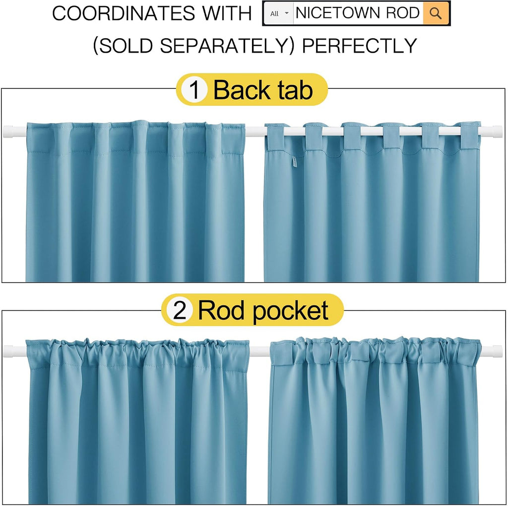 Nicetown Living Room Darkening Curtains - (Teal Blue Color) W42 x L70, Set of 2, Home Decor Room Darkening Thermal Insulated Drapery Panels…