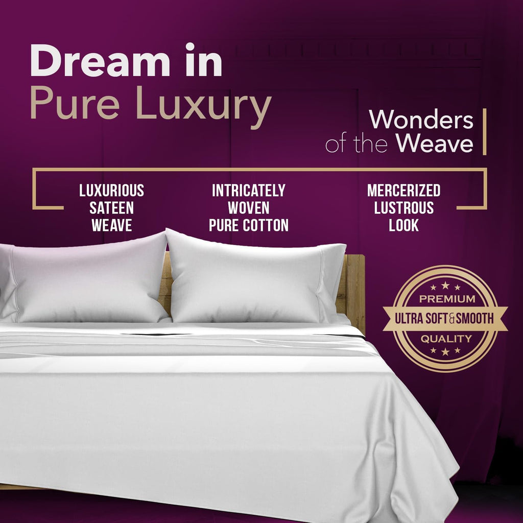 TEXAS LINEN CO. 100% Egyptian Cotton Queen Sheets Set - Luxury 1200 Series Star Sleepin' Collection Egyptian Cotton Sheets Queen Size (4…