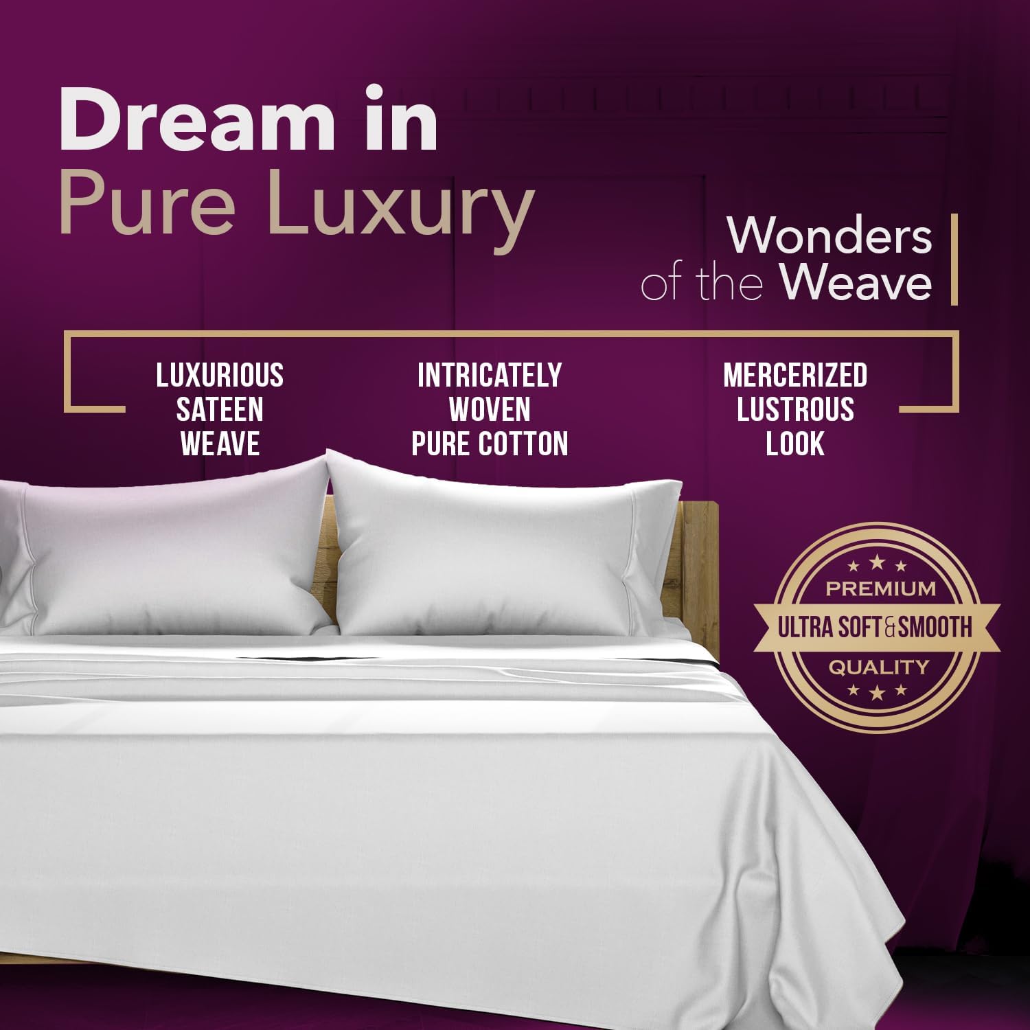 TEXAS LINEN CO. 100% Egyptian Cotton Queen Sheets Set - Luxury 1200 Series Star Sleepin' Collection Egyptian Cotton Sheets Queen Size (4…