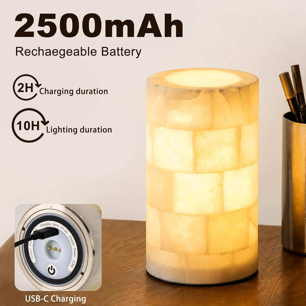 Marble Touch Lamp, Rechargeable Alabaster Table Lamp, Cordless Night Light, Battery Operated Bedside Light for Nightstand, Living Room…