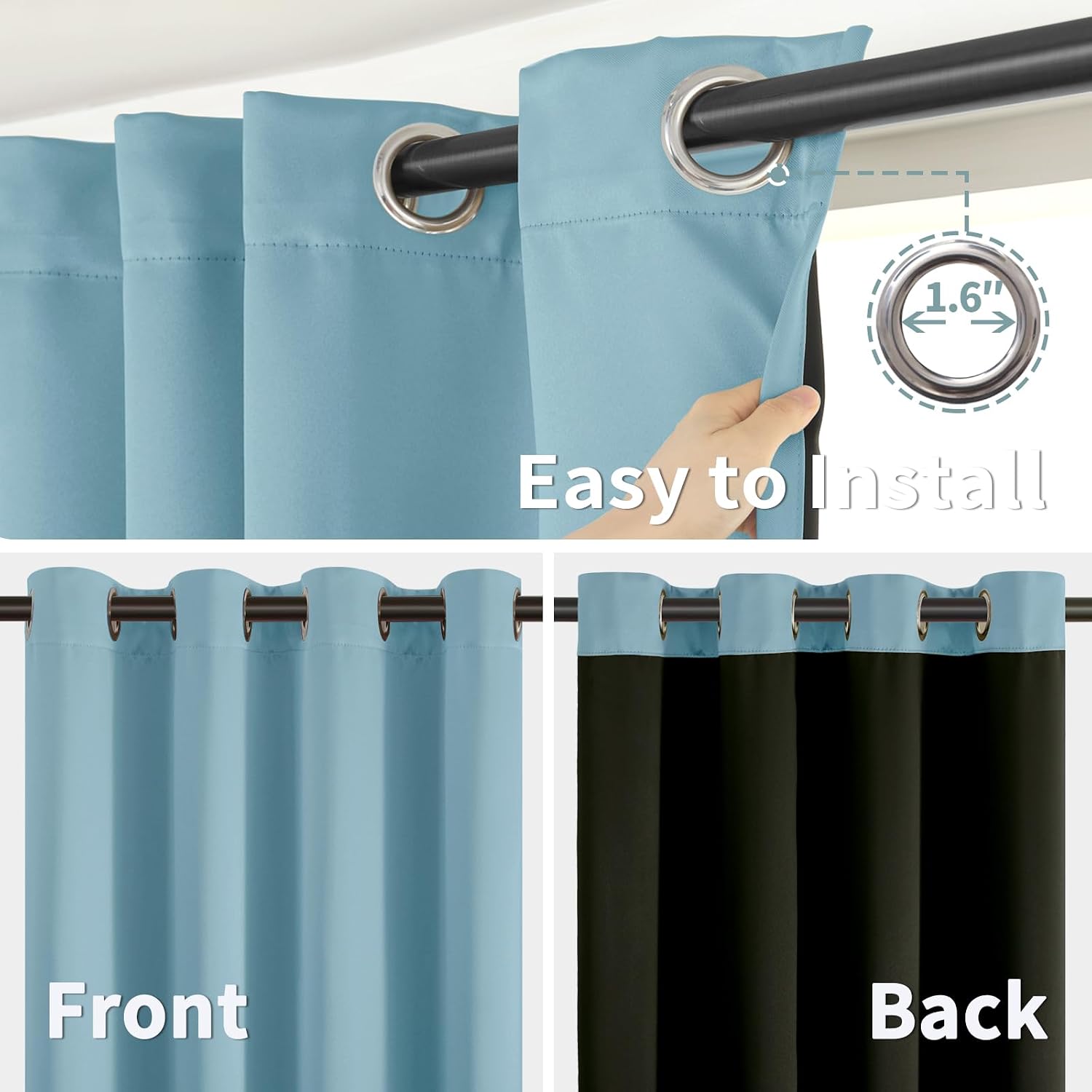 BGment Thermal Insulated 100% Blackout Curtains for Bedroom with Black Liner, Double Layer Full Room Darkening Noise Reducing Grommet Curta…