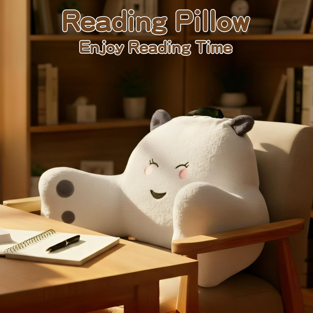 Ajicong Reading Pillow for Sitting in Bed Couch Teens/Adult, Back Rest Pillow for Sitting Up in Bed with Shredded Memory Foam, Includes Arm…