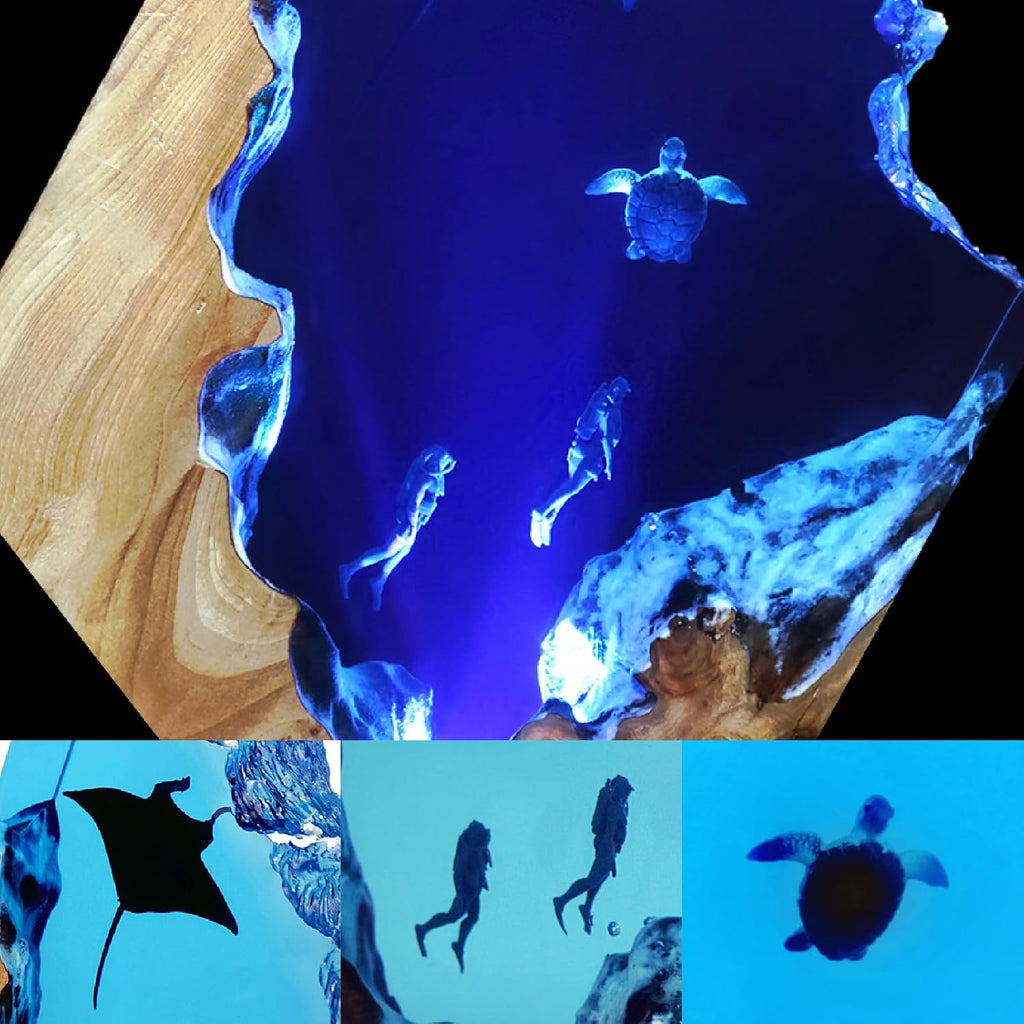Epoxy Resin Lamp, Ocean Night Light, Artistry Home Decor Bedside Nightlight, Unique Resin Lighting, Nightstand Decorations for Bedroom…
