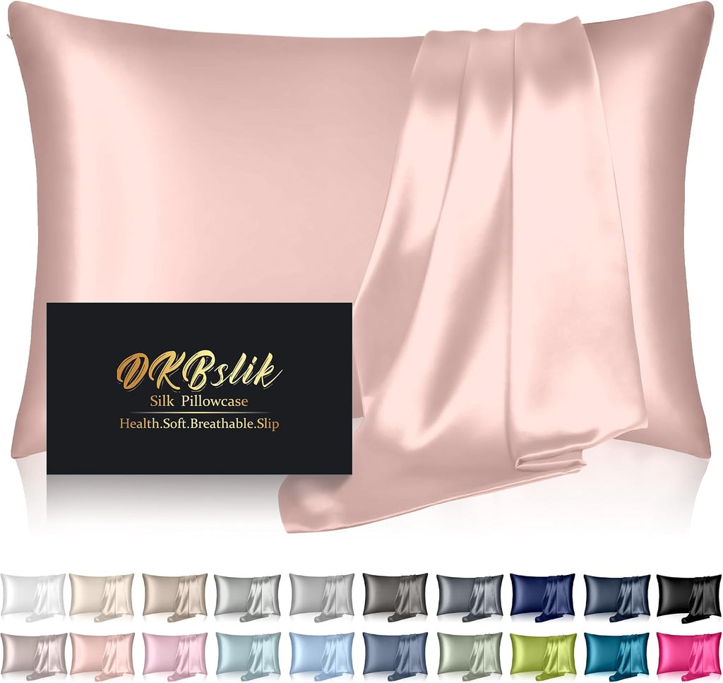 Home Mulberry Silk Pillow Cases Standard Size, Silk Pillowcase for Hair and Skin, Anti Acne Cooling Sleep Both Sides Natural Silk Satin Pil…
