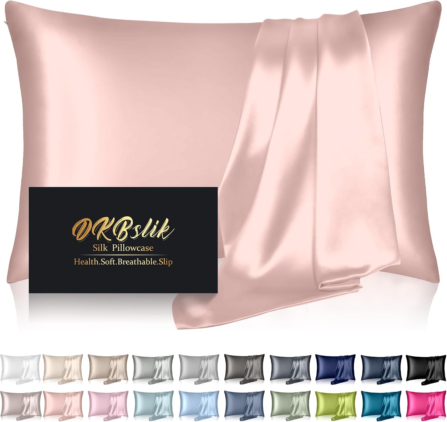 Home Mulberry Silk Pillow Cases Standard Size, Silk Pillowcase for Hair and Skin, Anti Acne Cooling Sleep Both Sides Natural Silk Satin Pil…