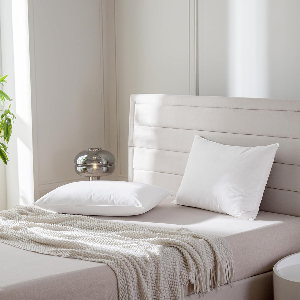Aikoful Luxury Feathers Down Pillows Standard Size Set of 2, Hotel Quality Fluffy Bed Pillows, Soft Pillows for Sleeping, Organic Cotton Co…