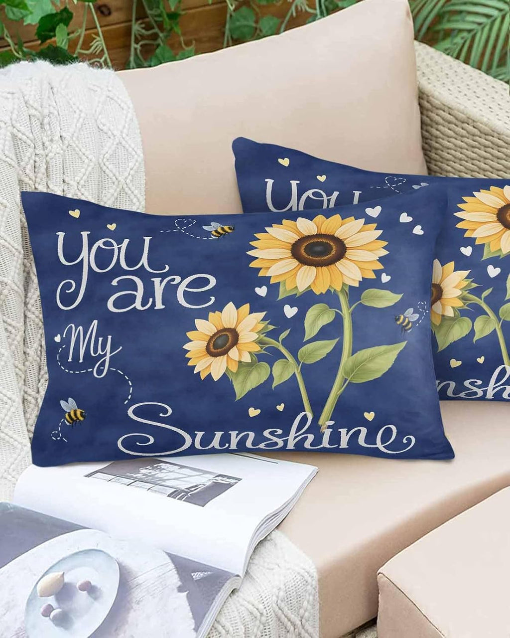 Rgaienmelw You Are My Sunshine Throw Pillow Covers King Size 20x36 Inches, Rectangle Decorative Pillowcase with Zipper, Yellow Sunflow…