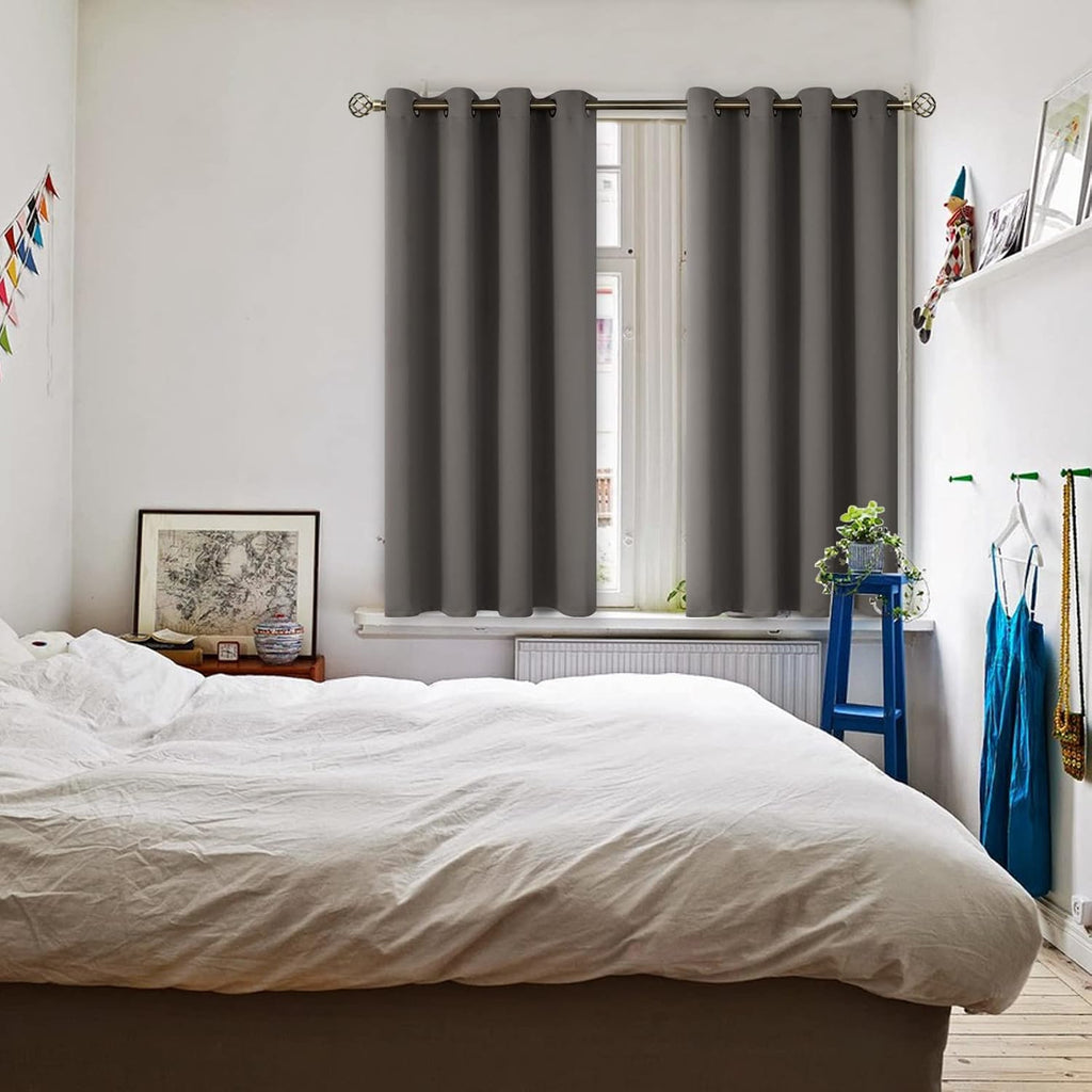 BGment Blackout Curtains for Bedroom - Grommet Thermal Insulated Room Darkening Curtains for Living Room, Set of 2 Panels (52 x 45 Inch, Gr…