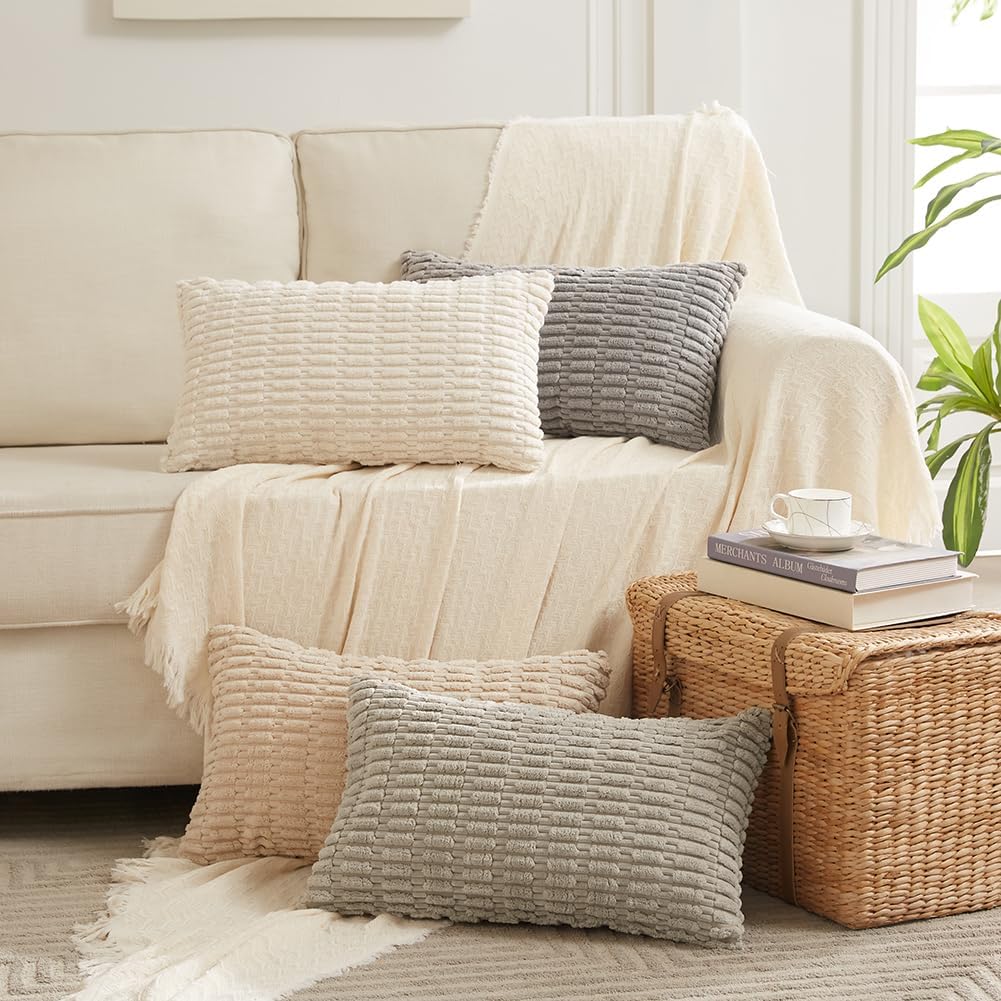 Fancy Homi 4 Packs Decorative Throw Pillow Covers for Living Room Couch Bed, Modern Farmhouse Boho Home Décor Accent Cushion Case, 20" x…
