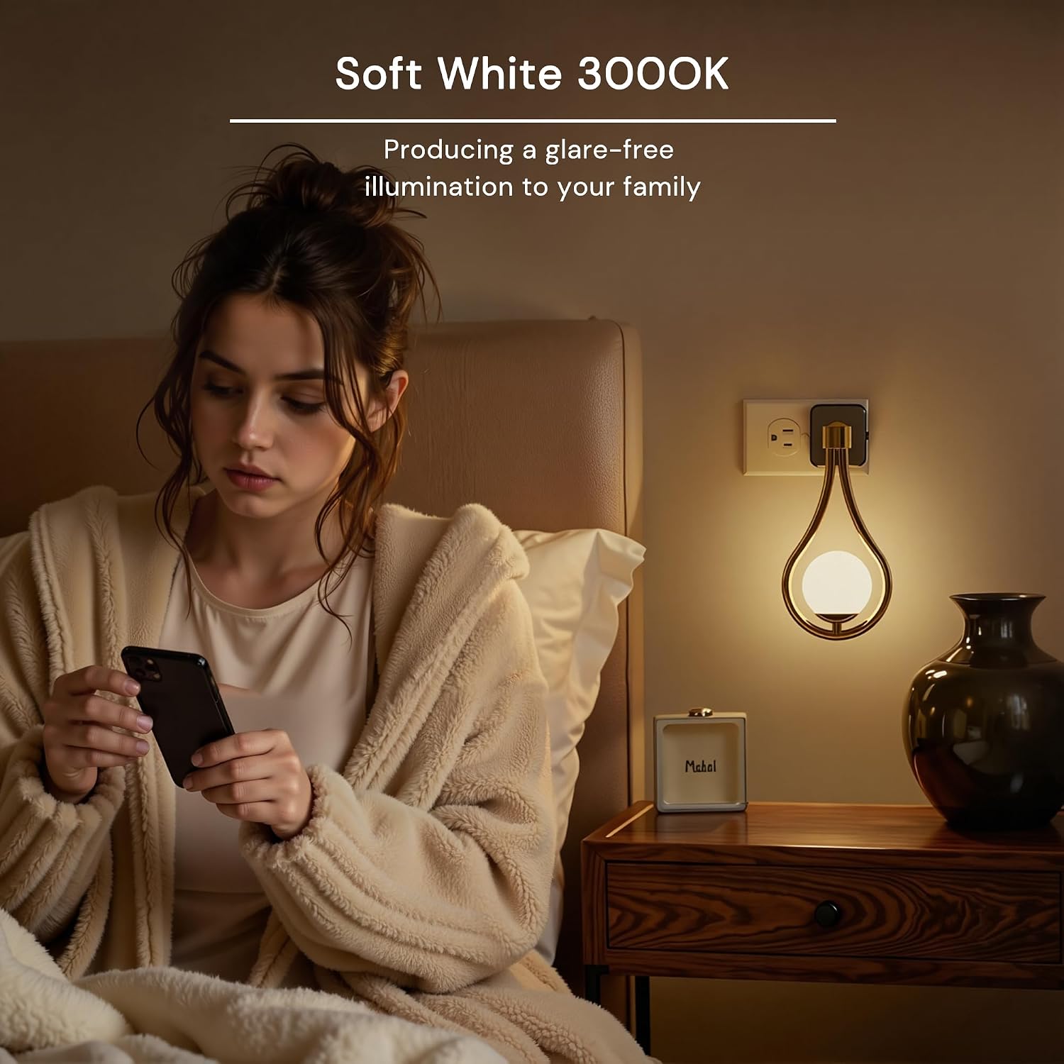 L LOHAS LED Night Lights Plug Into Wall: Dusk to Dawn Sensor, Soft White 3000K Nightlight, 0-100LM Adjustable Brightness, 330°Rotating…