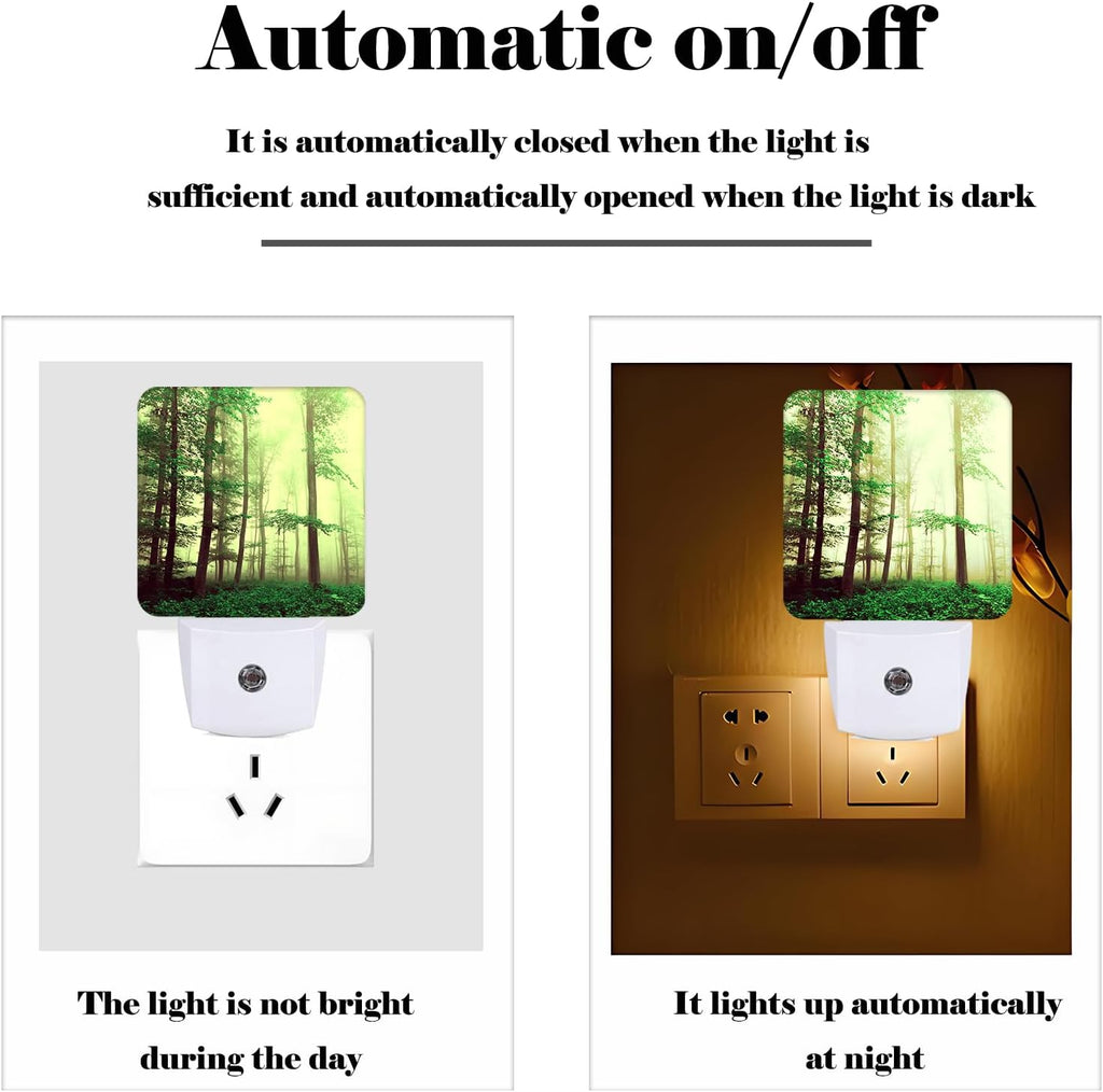 Misty Forest Night Light, Plug-in Nightlights Auto Sensor Night Lamp Dusk to Dawn Lamp Home Decor for Nursery Children Girls Boys