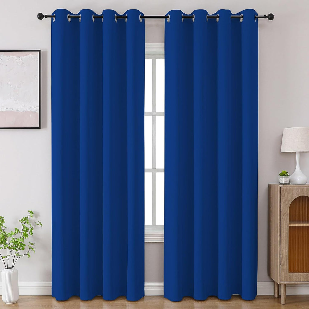 Cucraf Royal Blue Blackout Curtains 96 inch Length 2 Panels Set, Room Darkening Drapes for Living Room Bedroom, Thermal Insulated Light Blo…