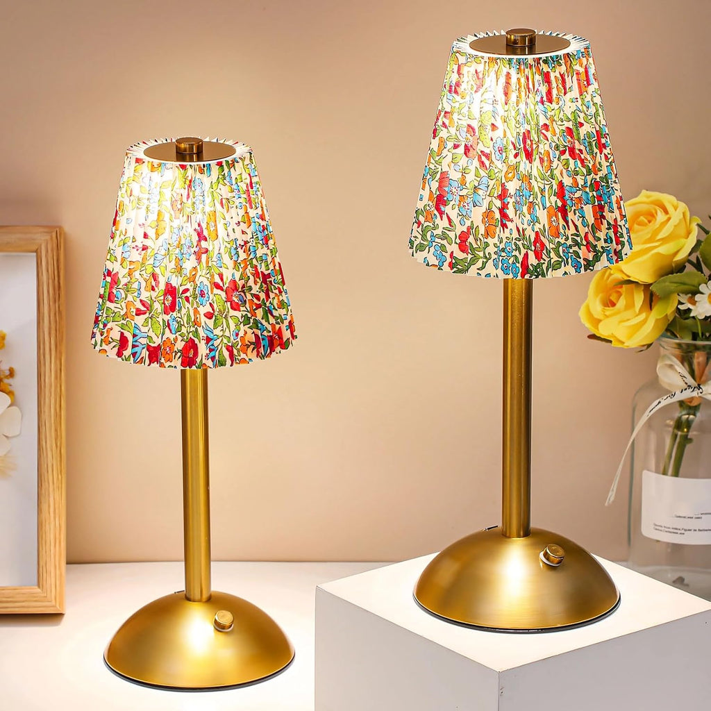 Liliful 2 Pcs Cordless Table Lamp Rechargeable Touch LED Small Gold Portable Battery Operated USB-c Desk Lamp 3 Color Dimmable for…