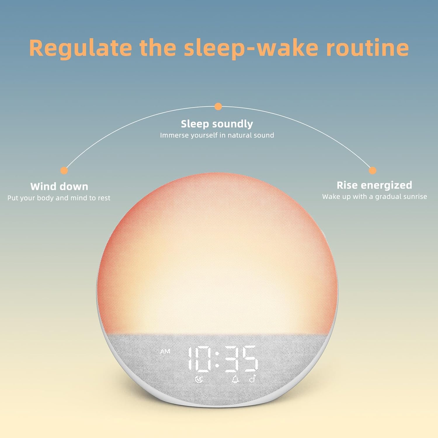 Odokee Sunrise Alarm Clock White Noise Machine: Natural Wake Up Light - Dimmable Clock with Bluetooth Speaker for Bedroom - 25 Sleep…