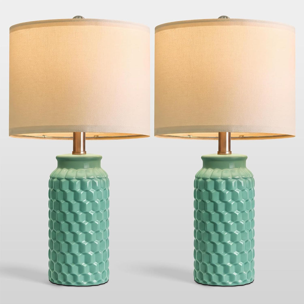 USumkky 20.5" Ceramic Table Lamps Set of 2 - Modern Farmhouse & Boho Style, Bedside Nightstand Lamps for Bedroom, Living Room End Table…