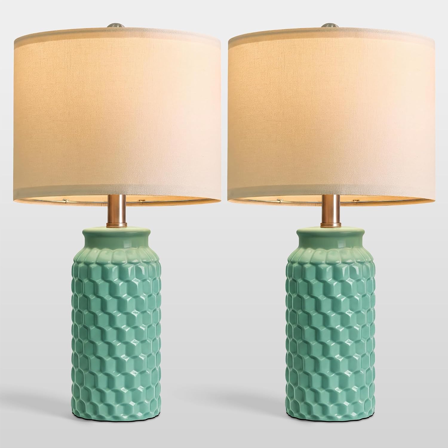 USumkky 20.5" Ceramic Table Lamps Set of 2 - Modern Farmhouse & Boho Style, Bedside Nightstand Lamps for Bedroom, Living Room End Table…
