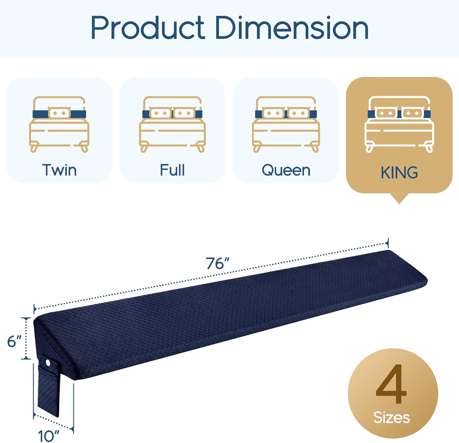 Homemate King Size(76"x10"x6") Bed Wedge Pillow for Headboard - Upgraded Bed Gap Filler King Between Mattress and Headboard - Wedge…
