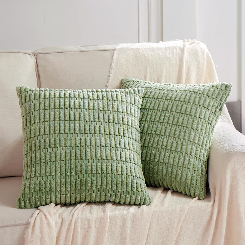 Fancy Homi Decorative Throw Pillow Covers for Bed Couch Bedroom Bench, Soft Corduroy Solid Pillow Case, Rustic Farmhouse Boho Room…
