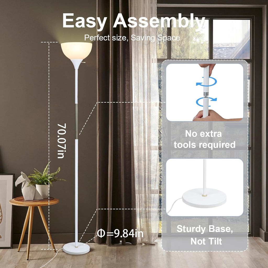 LALISU Floor Lamp, LED Standing Lamp 3 Way Dimmable Brightness Floor Lamp Rotary Switch Floor Lamps Modern Industrial Lamp with Shade…